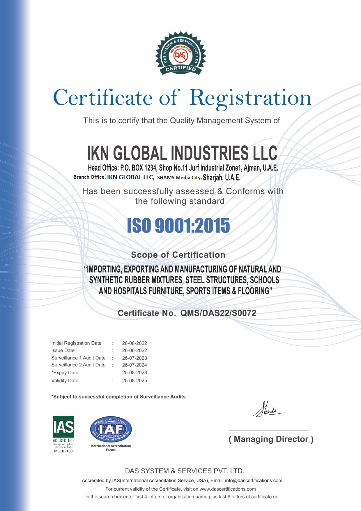 IKN GLOBAL INDUSTRIES LLC_ISO 9001